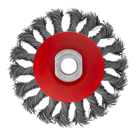 Щетка для УШМ, 100 мм, М14, "тарелка", крученая проволока 0.5 мм Matrix