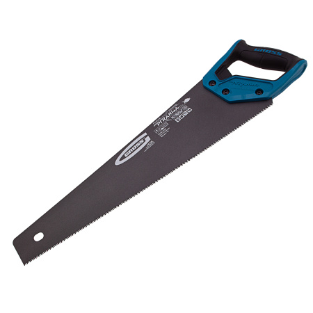 Ножовка по дереву "Piranha", 450 мм, 11-12 TPI, зуб-3D, каленый зуб, тефлоновое покрытие полотна, двухкомпонентная рукоятка Gross цена