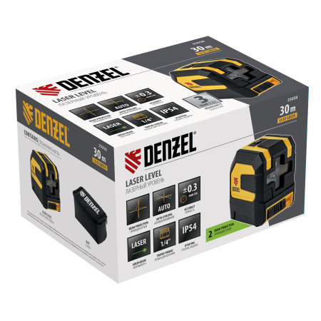 Лазерный уровень LX 03 Green, 30 м, 520 нм, резьба 1/4" Denzel цена