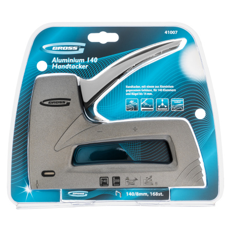 Степлер мебельный (Aluminium 140) алюминиевый корпус, регулятор удара, тип скобы 140, 300, 6-14 мм Gross цена