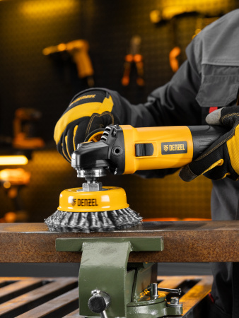 Щетка для УШМ, 125 мм, "Чашка", крученая нержавеющая проволока 0.5 мм, М14 Denzel