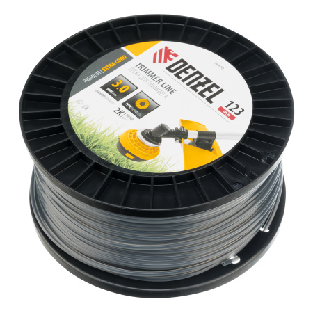 Леска для триммера двухкомпонентная круглая, 3,0мм х 123м, на DIN катушке EXTRA CORD Denzel цена