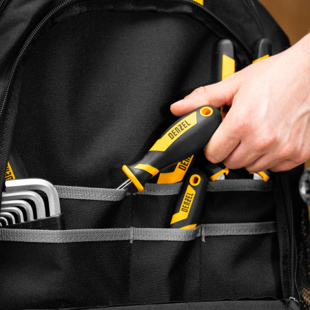 Рюкзак для инструмента, 365х190х430 мм, 3 отделения, 26 карманов Denzel цена