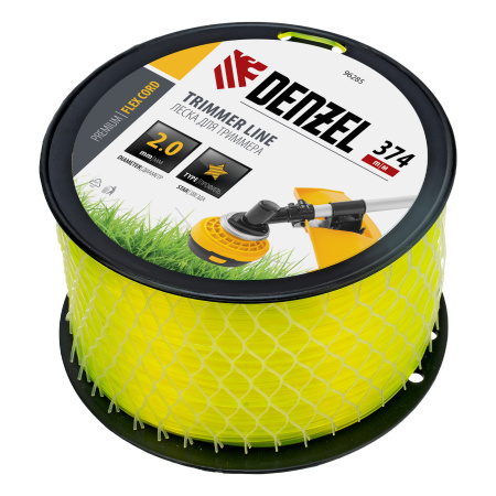 Леска для триммера звезда, 2,0мм х 374м, на DIN катушке FLEX CORD,  Denzel цена