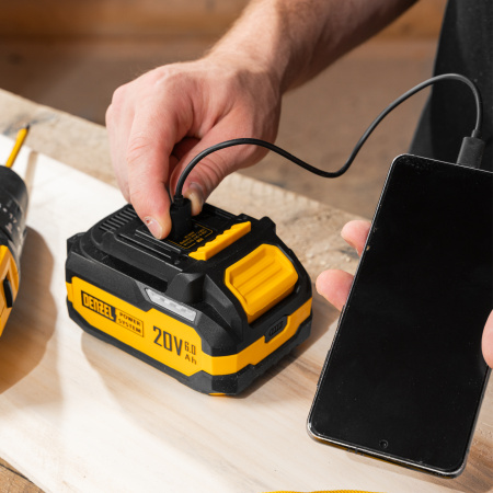 Батарея аккумуляторная BH-20-6.0, Li-Ion, USB, 20 В, 6,0 Ач// Denzel