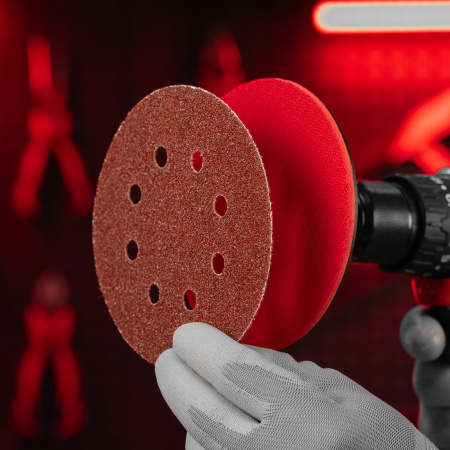 Круг абразивный на ворсовой подложке под "липучку", перфорированный, P 36, 125 мм, 5 шт Matrix