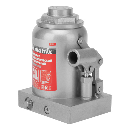 Домкрат гидравлический бутылочный, 30 т, высота подъема 260-415 мм Matrix цена