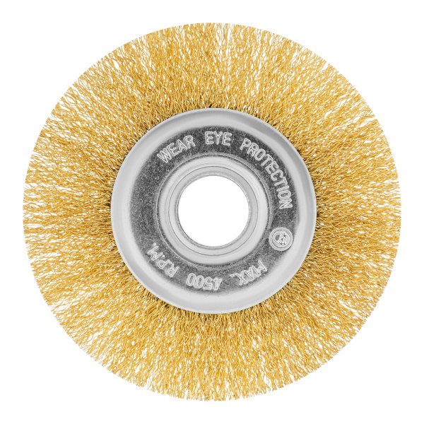 Щетка для УШМ, 125 мм, посадка 22.2 мм, плоская, латунированная витая проволока Matrix