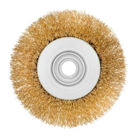 Щетка для УШМ, 100 мм, М14, "тарелка", латунированная витая проволока Matrix
