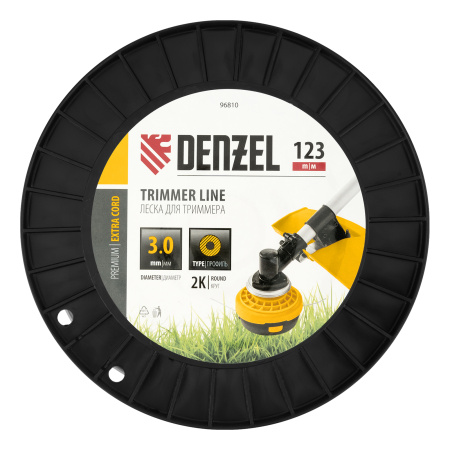 Леска для триммера двухкомпонентная круглая, 3,0мм х 123м, на DIN катушке EXTRA CORD Denzel цена
