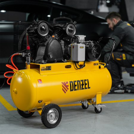 Компрессор воздушный рем. привод BCV 4000-T/100, 4,0 кВт, 100 литров, 690 л/мин Denzel