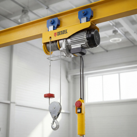 Тельфер электрический TF-1000,1 т, 1600 Вт, высота 12 м, 8 м/мин Denzel цена