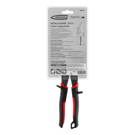 Ножницы по металлу "Piranha", 270 мм, прямой и левый проходной рез, сталь СrMo, двухкомпонентные рукоятки Gross