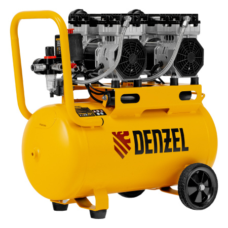 Компрессор безмасляный, малошумный DLS 1500/50, 1500 ВТ, 2x750, 50 л, 260 л/мин Denzel