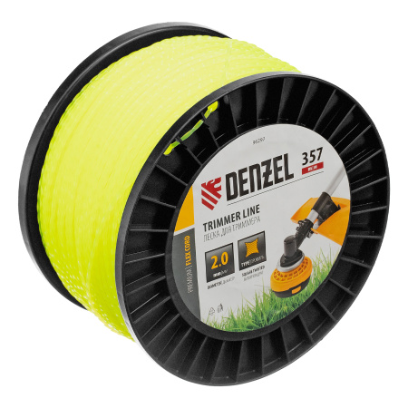 Леска для триммера витой квадрат, 2,0мм х 357м, на DIN катушке FLEX CORD Denzel цена