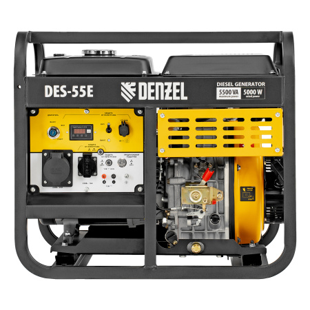 Генератор дизельный DES-55E, 5,5 кВт, 230 В, 11 л, электростартер Denzel