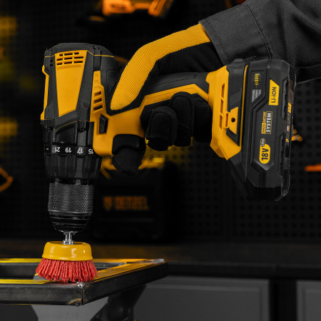 Щетка для дрели, 65 мм, Чашка, со шпилькой, нейлоновая щетина Denzel