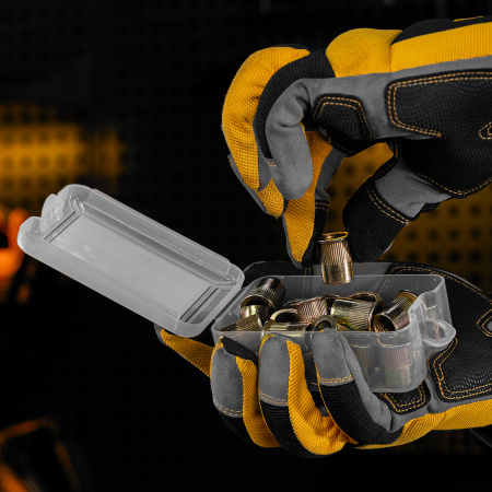 Заклепки резьбовые, стальные, оцинкованные, М12, пластиковый кейс, 25 шт. Denzel цена