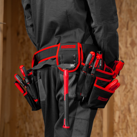 Сумка-пояс двойная, 20 карманов, держатель для молотка Matrix цена