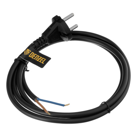 Шнур сетевой Energy Series, ПВС, 1,5 м, 2 x 1,5 мм, с неразборной вилкой, черный, Denzel цена