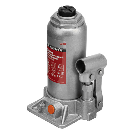 Домкрат гидравлический бутылочный, 5 т, h подъема 197-382 мм Matrix цена