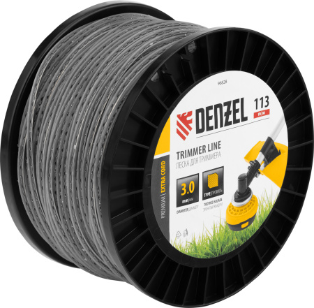 Леска для триммера двухкомпонентная зубчатый квадрат, 3,0мм х 113м, на DIN кат. EXTRA CORD Denzel цена
