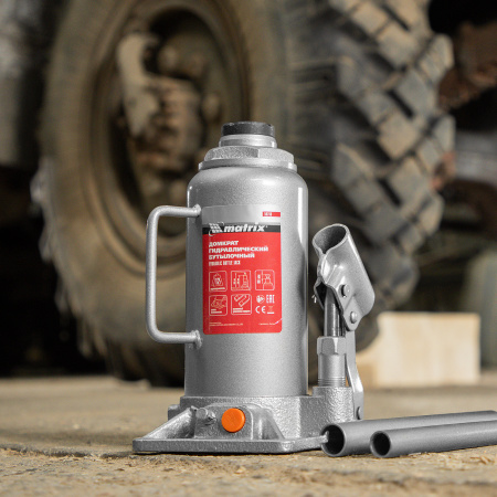 Домкрат гидравлический бутылочный, 12 т, h подъема 230-465 мм Matrix цена