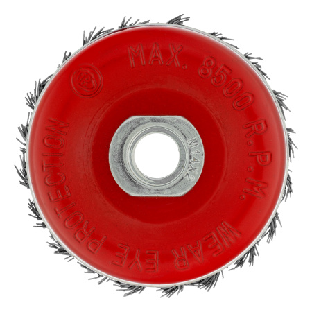 Щетка для УШМ Heavy Duty, 80 мм, М14, "чашка", крученая проволока 0.5 мм Matrix