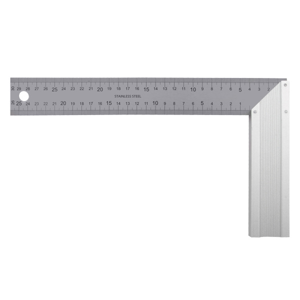 Угольник стальной 300 мм, нержавеющая сталь, градуировка, алюминиевое основание Denzel цена
