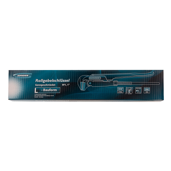 Ключ трубный рычажный 1, №1, цельнокованый, CrV, тип "L" Gross