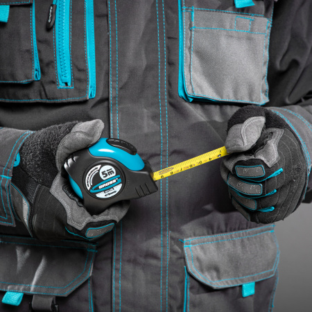 Рулетка "Schlagfest",5 м x 19 мм,магнитный обрезиненный зацеп,двусторонняя шкала,Нейлоновое покрытие,автоматическая фиксация Gross цена