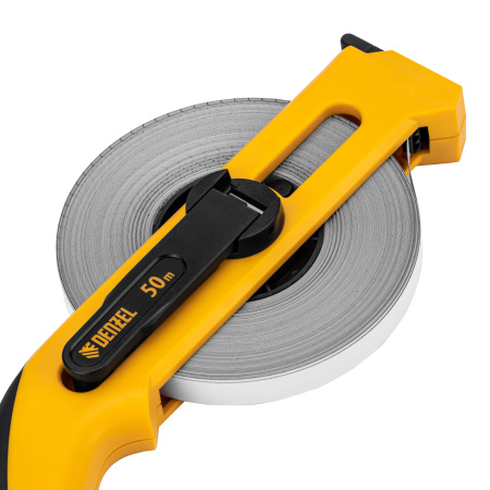 Рулетка геодезическая 50 м х 13 мм, открытый корпус, металлическая лента Denzel цена
