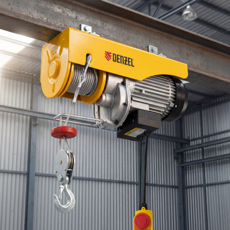 Тельфер электрический TF-500, 0.5 т, 1020 Вт, высота 12 м, 10 м/мин Denzel цена