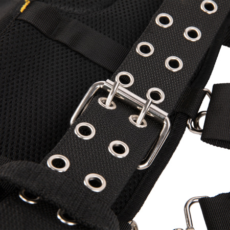 Пояс монтажника усиленный, с лямками, сумки поясные, держатель для молотка Denzel цена