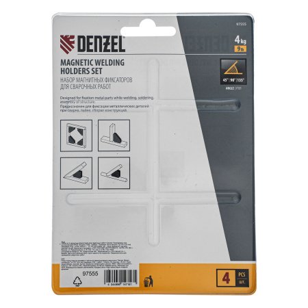 Набор из 4 магнитных фиксаторов для сварочных работ Denzel