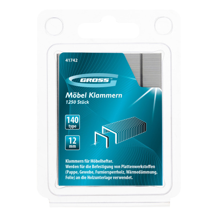 Скобы, 12 мм, для мебельного степлера, усиленные, тип 140,1250 шт Gross цена