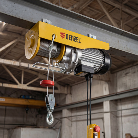 Тельфер электрический TF-800, 0.8 т, 1300 Вт, высота 12 м, 8 м/мин Denzel цена