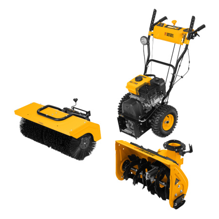 Гибридная снегоуборочная машина с функц. подметания SWB-800, 212 сс, руч. старт, 2 насадки// Denzel