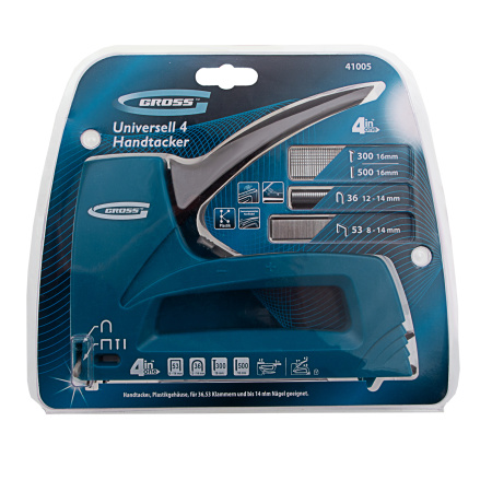 Степлер мебельный универсальные (Universell 4) пластик, 4 функции, тип скобы: 53, 36, 300, 500, 8-14мм Gross цена