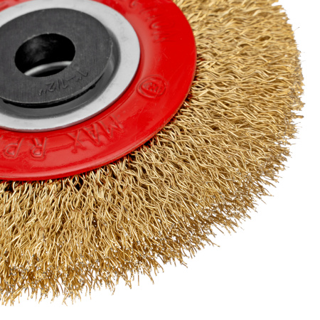 Щетка для точила, 100 мм, посадка 20 мм, плоская, латунир. витая проволока Matrix