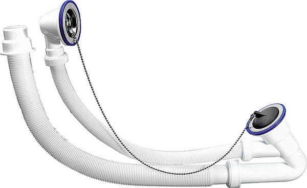 Сифон ЗУБР ″ЭКСПЕРТ″ для ванн с выпуском и нержавеющими чашками