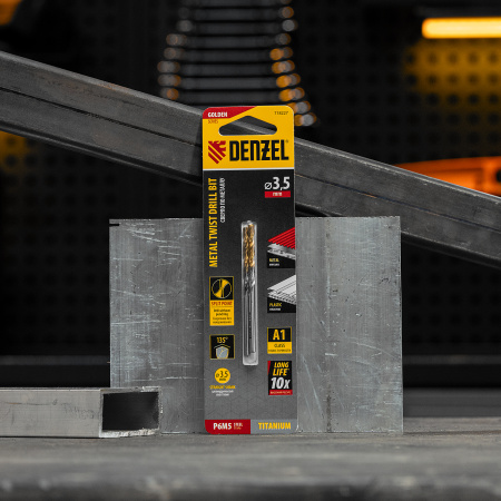 Сверло спиральное по металлу 3,5 x 70 мм, Р6М5, Golden Tip , 2шт. Denzel