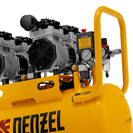 Компрессор безмасляный, малошумный DLS 1500/50, 1500 ВТ, 2x750, 50 л, 260 л/мин Denzel