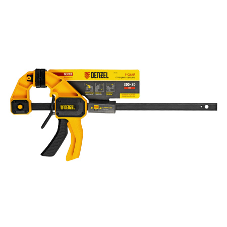 Струбцина F-образная, быстрозажимная, 300 х 80 мм, усиленный нейлоновый корпус Denzel цена