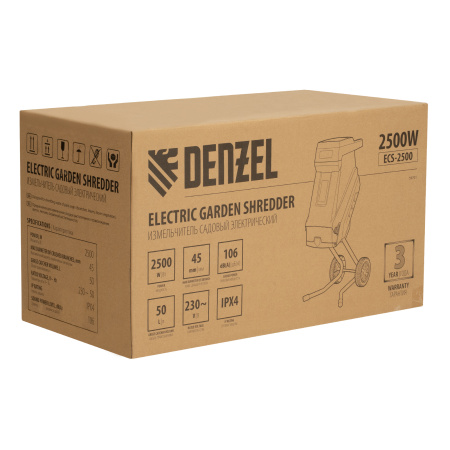 Измельчитель садовый электрический ECS-2500, 2500 Вт, 45 мм Denzel цена