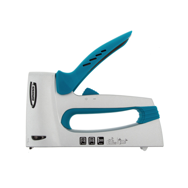 Степлер мебельный, алюминиевый корпус, регулировка удара, тип скобы: 13, 53, 300, 6-16 мм Gross цена