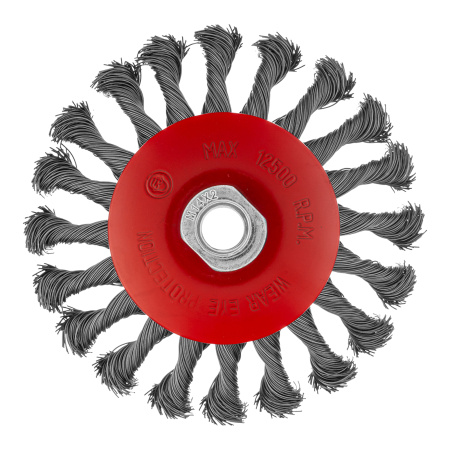 Щетка для УШМ, 125 мм, М14, "тарелка", крученая проволока 0.5 мм Matrix
