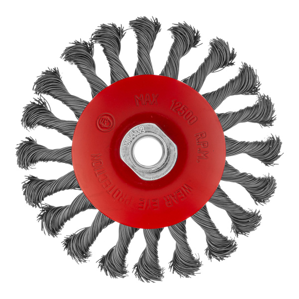Щетка для УШМ, 125 мм, М14, "тарелка", крученая проволока 0.5 мм Matrix