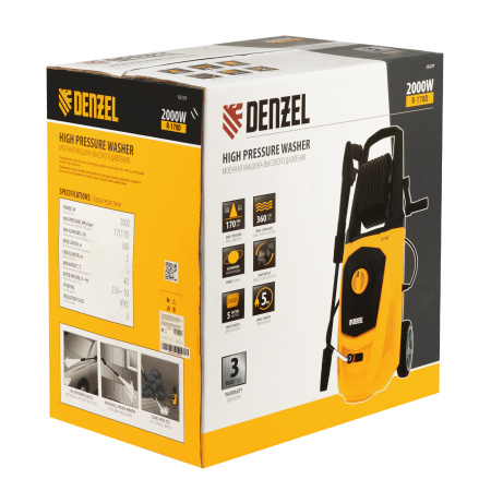Моечная машина высокого давления R-170D, 2000 Вт, 170 бар, 360 л/ч, с барабаном Denzel