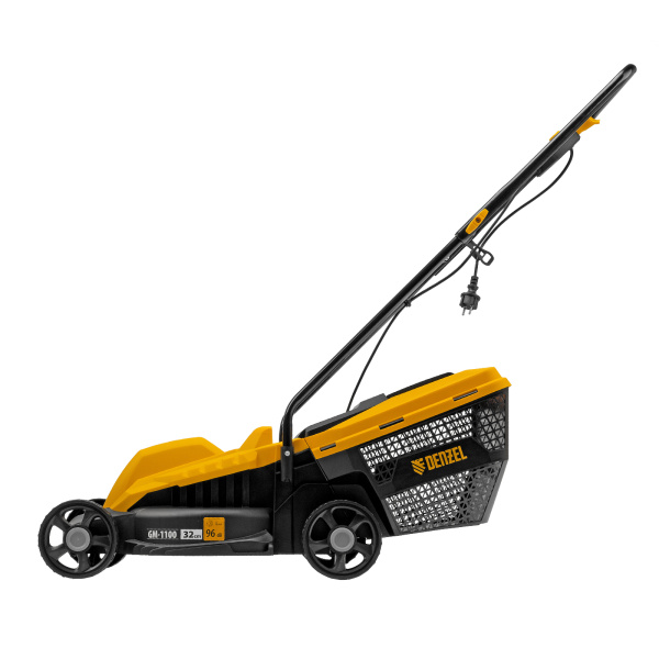 Газонокосилка электрическая GM-1100, 1100 Вт, шир. 32 см, 3 уров., травосб. 30 л Denzel цена